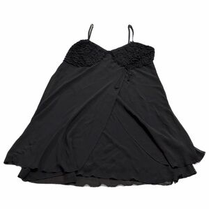 90s/Y2K European Vintage Sheer Wrap Slip Dress Textured Cups (Black) 1X/2X